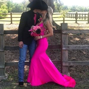 Hot Pink Sequin Sherri Hill Formal Dress
